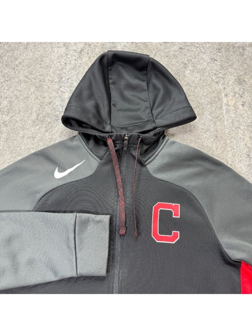 Cleveland Guardians Nike Hoodie Men M Black Gray Full Zip THERMA-FIT Fleece